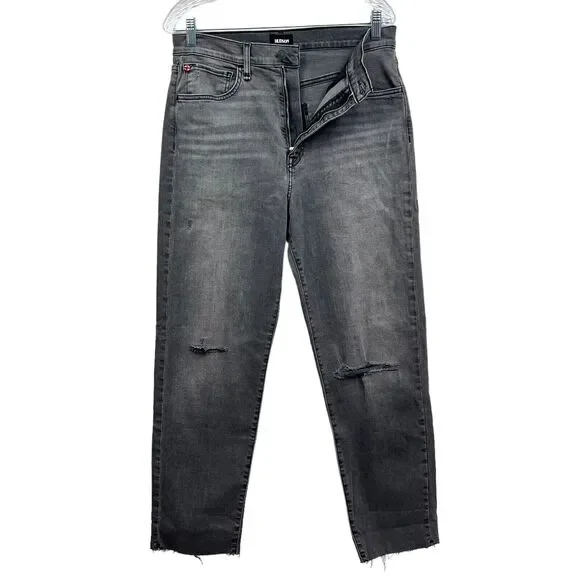 Hudson Womens Jeans KASS Straight Ankle Raw Hem Distressed 5 Pocket Zip Gray 28* - Picture 3 of 7